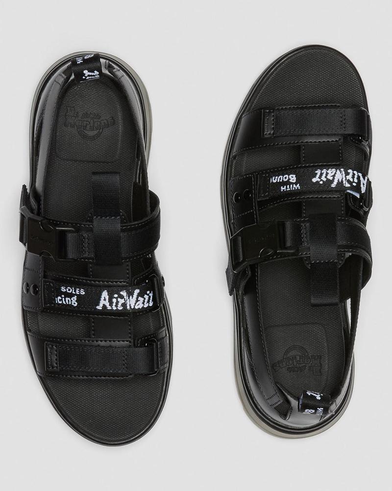 Black Men's Dr Martens Pearson Iced Casual Strap Sandals | CA 640VRW